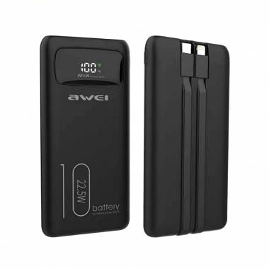 Powerbank - 10.000mah -  P168K - 22.5W - AWEI - 002448 - Black