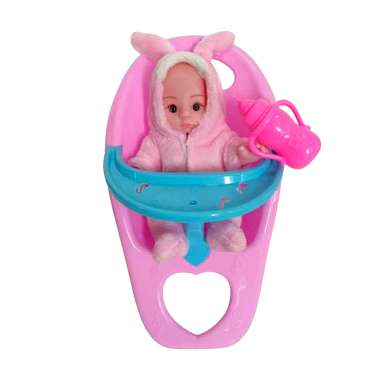 Κούκλα μωρό με καρεκλάκι φαγητού - 663 - 917395