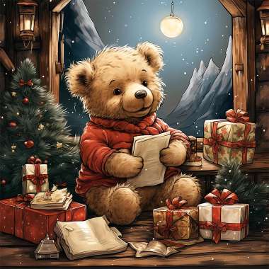 Olympus Diamond Painting "Christmas bear" - Ψηφιδωτό Μωσαικό "Χριστουγεννιάτικο αρκουδάκι" 50Χ40