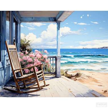 Olympus Diamond Painting "Peace of mind, terrace by the sea" - Ψηφιδωτό Μωσαικό "Ψυχική ηρεμία,βεράντα δίπλα στην θάλασσα"50Χ40