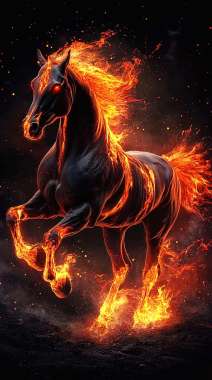 Olympus Diamond Painting "Fantastic horse with a flaming mane and tail and hooves reminiscent of one of the four horses of the Apocalypse" - Ψηφιδωτό Μωσαικό "Φανταστικό άλογο με φλεγόμενη χαίτη και ουρά και οπλές που θυμίζει ένα από τα τέσσερα άλο"