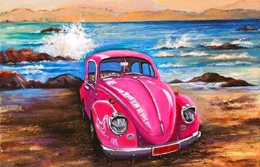 Olympus Diamond Painting "VW Beetle Retro car " - Ψηφιδωτό Μωσαικό "VW beetle Ρετρό αυτοκίνητο" 40x30