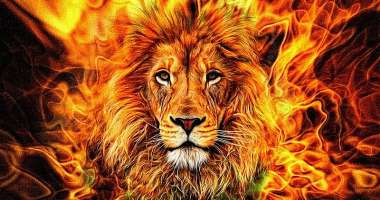 Olympus Diamond Painting "Φλεγόμενο Λιοντάρι" - Ψηφιδωτό Μωσαικό "Lion on fire" 40x30