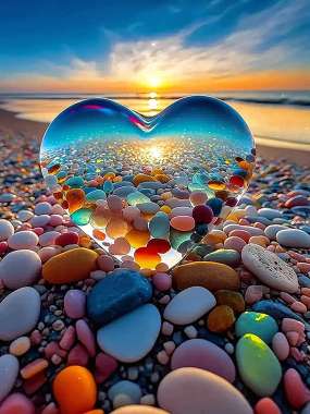 Olympus Diamond Painting "Crystal heart with pebbles" - Ψηφιδωτό Μωσαικό "Καρδιά από κρύσταλλο με βότσαλα" 50Χ40