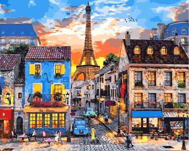 Olympus Diamond Painting "Streets of Paris with Eiffel Tower in the background" - Ψηφιδωτό Μωσαικό "Δρόμοι του Παρισιού με τον Πύργο του Άιφελ στο βάθος" 50Χ40