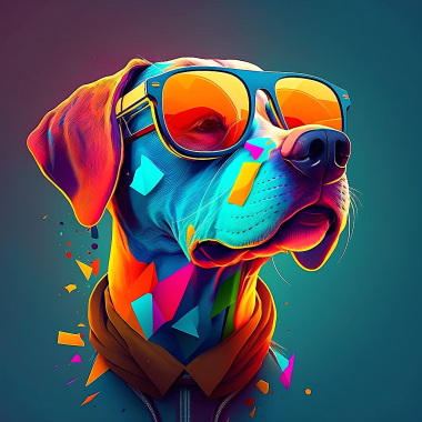 Olympus Diamond Painting "Colorful dog wearing sunglasses abstract painting" - Ψηφιδωτό Μωσαικό "Πολύχρωμο σκυλί που φοράει γυαλιά ηλίου αφηρημένη ζωγραφική" 50Χ40