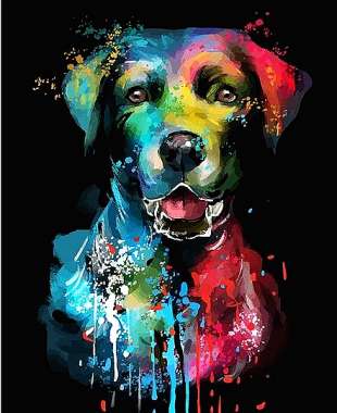 Olympus Diamond Painting "Colorful happy dog" - Ψηφιδωτό Μωσαικό "Πολύχρωμο χαρούμενο σκυλάκι " 40Χ30