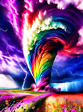 Olympus Diamond Painting "Rainbow with tornado, rare phenomenon" - Ψηφιδωτό Μωσαικό "Ουράνιο τόξο με ανεμοστρόβιλο,σπάνιο φαινόμενο" 50Χ40