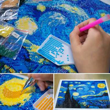 Olympus Diamond Painting "The starry night " - Ψηφιδωτό Μωσαικό " Έναστρη νύχτα" Van gogh 50x40
