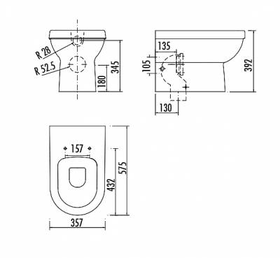 VITROYA ΛΕΚΑΝΗ ΥΠ Back to Wall   Ρ  (VT350) - ΜΕ 41224-2
