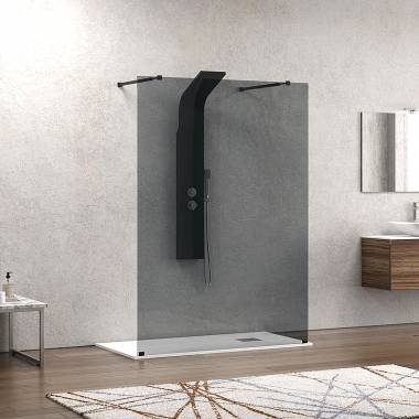 Σταθερό πάνελ καμπίνας με fume κρύσταλλο WALKIN 3 Nero KARAG 158x200cm