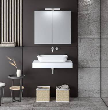 ΣΕΤ ΕΠΙΠΛΟΥ STONE 70cm χρ.WHITE με γκρι νερά 9SSTO070WH