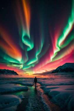 Olympus Diamond Painting "Icebergs with Beautiful Αurora borealis,north pole" - Ψηφιδωτό Μωσαικό "Παγόβουνα με το πανέμορφο Βόρειο σέλας,βόρειος πόλος" 40Χ30