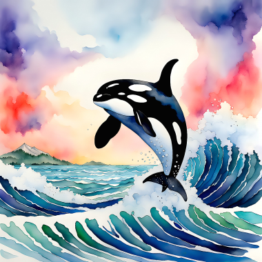 Olympus Diamond Painting "Orca, killer whale jumping over the waves" - Ψηφιδωτό Μωσαικό "Όρκα,φάλαινα δολοφόνος πηδάει πάνω από τα κύματα" 50Χ40