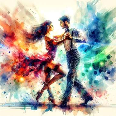 Olympus Diamond Painting "Colorful couple dancing salsa" - Ψηφιδωτό Μωσαικό "Πολύχρωμο ζευγάρι χορεύει σάλσα" 50Χ40