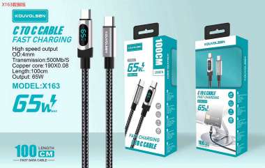 Καλώδιο φόρτισης & data με ψηφιακή οθόνη - USB Type-C σε Type-C - Super Fast Charge - X163 - 65W - 901639