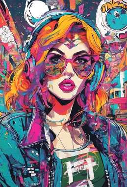 Olympus Diamond Painting "Woman,colorful art work in pop art style"- Ψηφιδωτό Μωσαικό "Γυναίκα,έρχο τέχνης σε pop art στυλ" 40x30