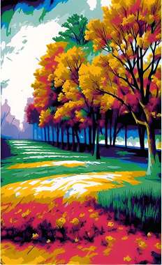 Olympus Diamond Painting "Landscape with colorful trees"- Ψηφιδωτό Μωσαικό "Τοπίο με πολύχρωμα δέντρα" 40x30
