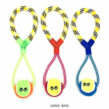 Παιχνίδι σκύλου σχοινί με μπάλα - 40cm - 12pcs - 550569
