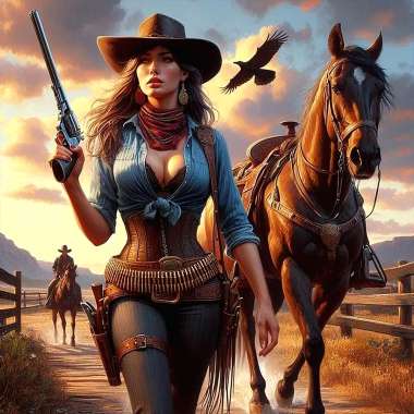 Olympus Diamond Painting "Cool cowgirl" - Ψηφιδωτό Μωσαικό ""Κουλ καουμπόισσα" 50Χ40