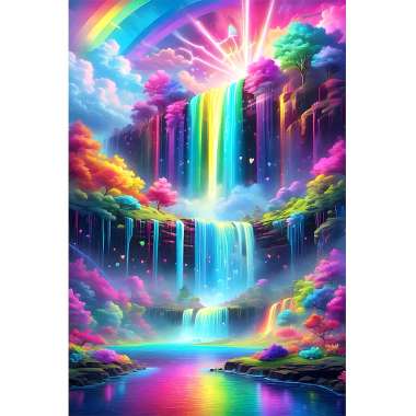 Olympus Diamond Painting "Colorful waterfall" - Ψηφιδωτό Μωσαικό "Πολύχρωμος καταρράκτης " 40Χ30