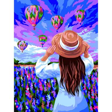 Olympus Diamond Painting "Woman watching hot air balloons" - Ψηφιδωτό Μωσαικό "Γυναίκα παρακολουθεί τα αερόστατα"50Χ40