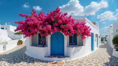Olympus Diamond Painting "Traditional house with bougainvillea, Cyclades,Greece" - Ψηφιδωτό Μωσαικό "Παραδοσιακό σπίτι με βουκαμβίλιες,Κυκλάδες " 40Χ30