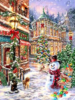 Olympus Diamond Painting "Merry main street,Christmas mood" - Ψηφιδωτό Μωσαικό "Στολισμένος δρόμος τα χριστούγεννα" 40Χ30