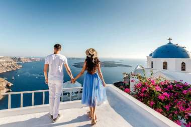 Olympus Diamond Painting "Happy couple, Imerovigli, Santorini,Greece" - Ψηφιδωτό Μωσαικό "Ευτυχισμένο ζευγάρι,Ημεροβίγλι Σαντορίνης" 40Χ30