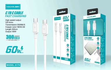 Καλώδιο φόρτισης & data - USB Type-C σε Type-C - Fast Charge - X176 - 3m - 60W - 901767