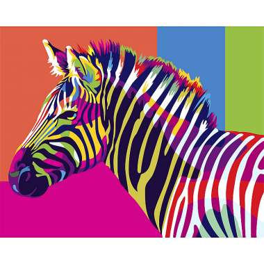Olympus Diamond Painting "Colorful Zebra" - Ψηφιδωτό Μωσαικό " Πολύχρωμη Ζέβρα" 50X40