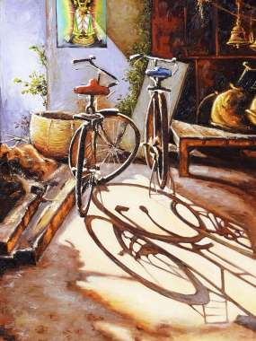 Olympus Diamond Painting "The shadow of bicycles" - Ψηφιδωτό Μωσαικό "Η σκιά των ποδηλάτων" 50Χ40