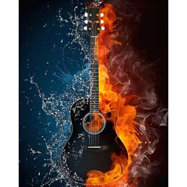Olympus Diamond Painting "Water fire guitar" - Ψηφιδωτό Μωσαικό "Κιθάρα νερού & φωτιάς" 50Χ40