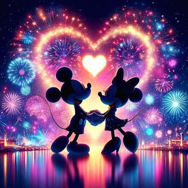Olympus Diamond Painting "Mickey and Minnie Mouse in love"- Ψηφιδωτό Μωσαικό "Μίκυ και Μίνι Μάους ερωτευμενοι" 50Χ40