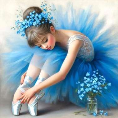 Olympus Diamond Painting "Ballet girl in blue dress" - Ψηφιδωτό Μωσαικό "Κοριτσάκι Μπαλαρίνα με μπλέ φόρεμα " 50Χ40