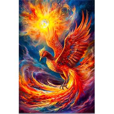 Olympus Diamond Painting "Phoenix, a mythical bird that rises from the flames and symbolizes rebirth" - Ψηφιδωτό Μωσαικό "Φοίνικας,μυθικό πτηνό που αναδύεται απο τις φλόγες και συμβολίζει την αναγέννηση" 40Χ30
