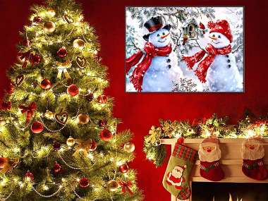 Olympus Diamond Painting Snowmen - ψηφιδωτό Μωσαικό Χιονάνθρωποι 30χ40