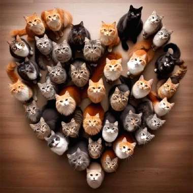 Olympus Diamond Painting "Cats,heart" - Ψηφιδωτό Μωσαικό "Γατούλες σε σχήμα καρδίας" 50Χ40