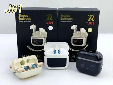 Ασύρματα ακουστικά Bluetooth με ψηφιακή οθόνη & θήκη φόρτισης - J61 - 814031 - White