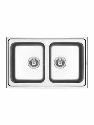 Pyramis Alea 2B Ένθετος Νεροχύτης Inox Σατινέ Μ79xΠ50cm Ασημί 107157601