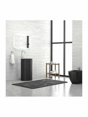 Karag Milos Νιπτήρας Δαπέδου Κεραμικός 44x44cm Black Matt 45D-PMB