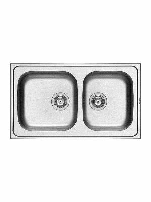 Pyramis Dorian 2B Ένθετος Νεροχύτης Inox Σαγρέ Μ86xΠ50cm Ασημί 107169701