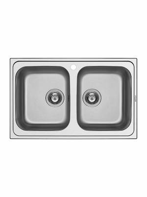 Pyramis Athena Extra 2B Ένθετος Νεροχύτης Inox Σαγρέ Μ79xΠ50cm Ασημί 107162301