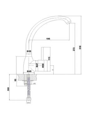 Maidtec Melodia Ψηλή Μπαταρία Κουζίνας Πάγκου Ασημί 090904301