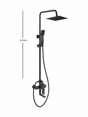 Volcano Ρυθμιζόμενη Στήλη Ντουζ με Μπαταρία 83-123cm Black 10-44-6015