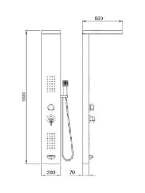 Tema 53100-1 Στήλη Υδρομασάζ 150cm Black Matt