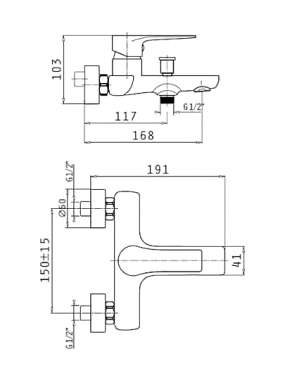 Pyramis Majesta 090924801 Αναμεικτική Μπαταρία Μπανιέρας Πλήρες Σετ Ασημί