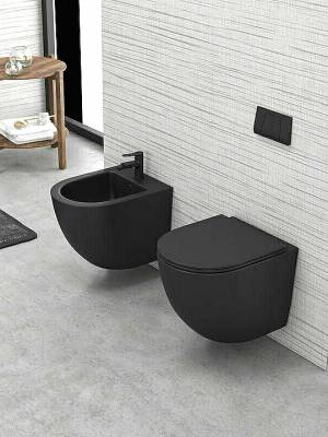 Karag Milos LT046F-MB Μπιντέ Κρεμαστό 37x49.5cm Μαύρο