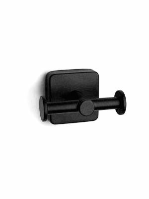 Karag Quattro Άγκιστρο Μπάνιου Διπλό με Βίδες &#8203;6x6cm Μαύρο