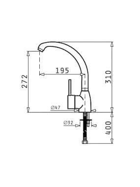 Maidtec Melodia Ψηλή Μπαταρία Κουζίνας Πάγκου Ασημί 090904301